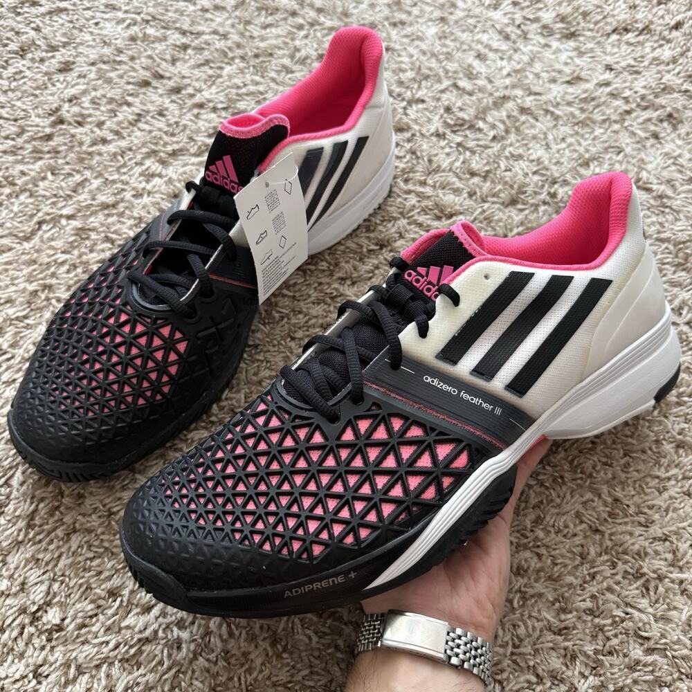 NWT Adidas Adizero Feather 3 III Tennis Court Shoes Men’s Size 14 - Black Pink